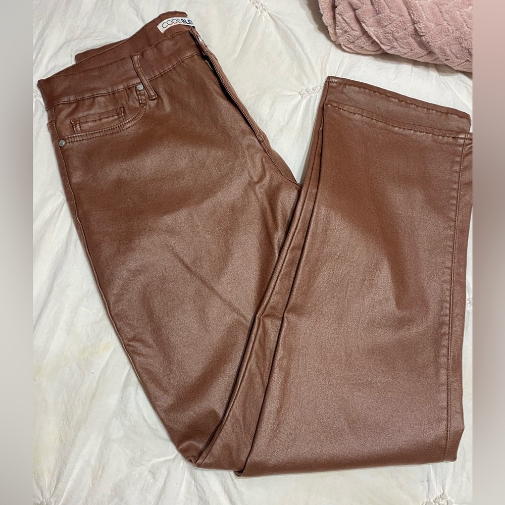 Code Bleu Brown Coated Jeans